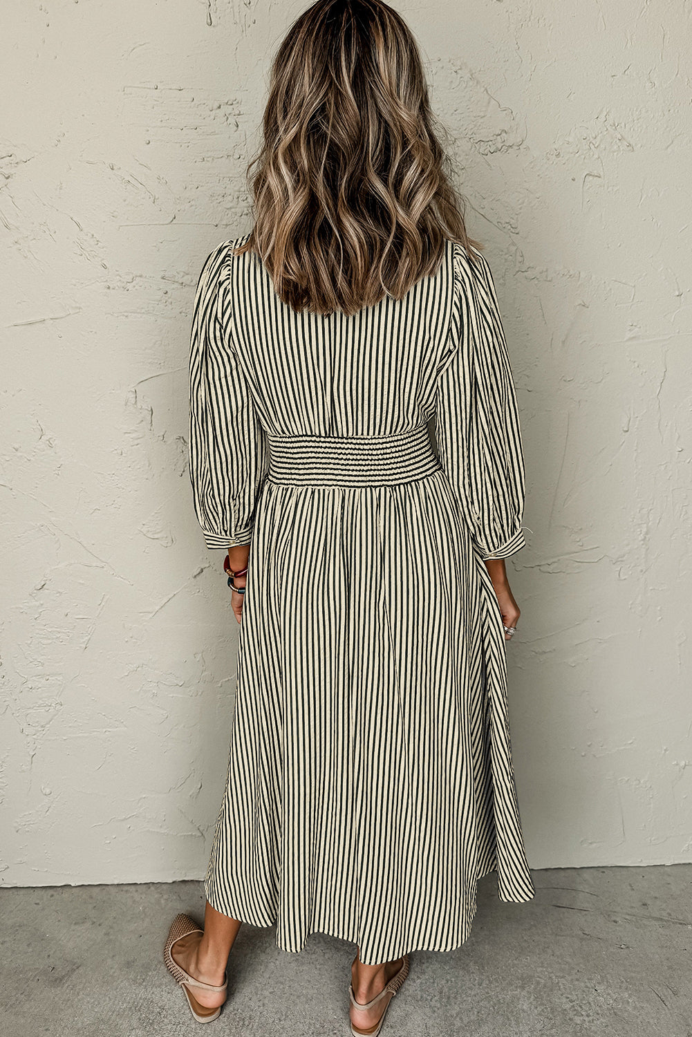 Striped Zip Front Midi Dress