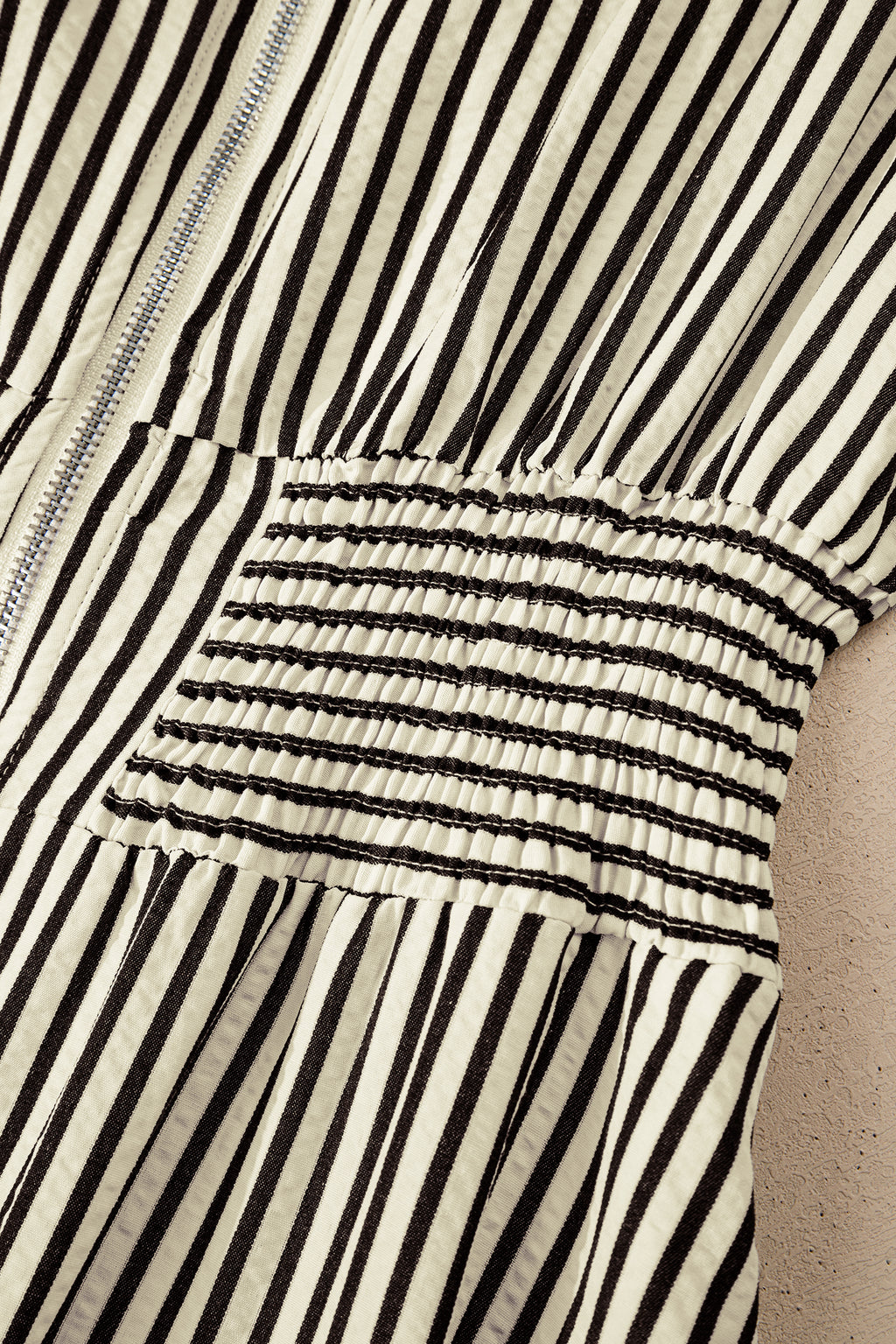 Striped Zip Front Midi Dress