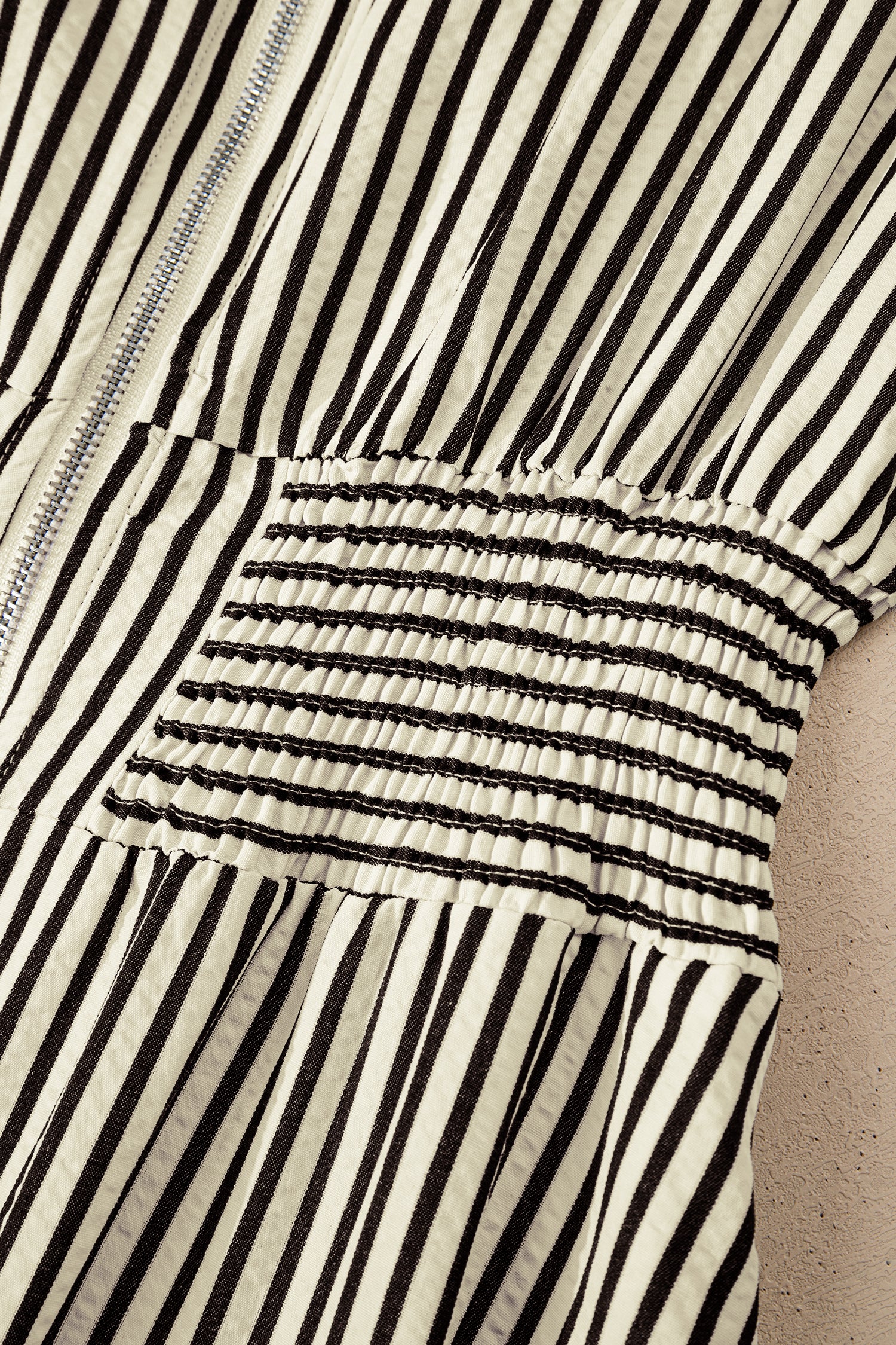 Striped Zip Front Midi Dress