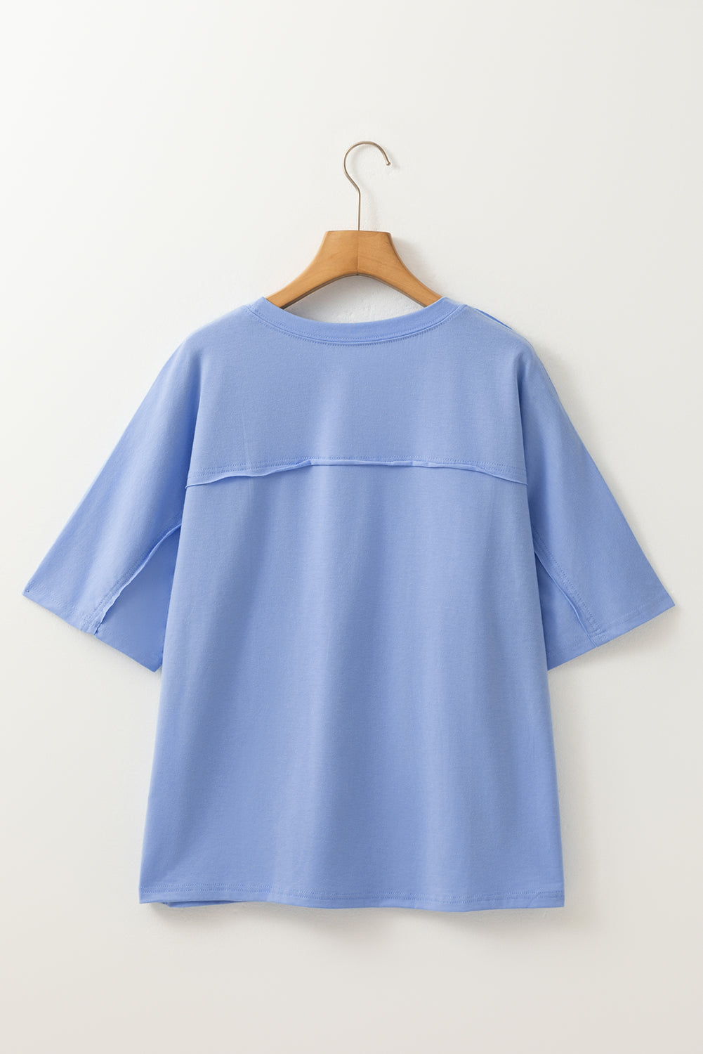Sky Blue Flower Patched Loose Tee