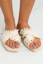Tassel Crossed Straps Flat Slippers