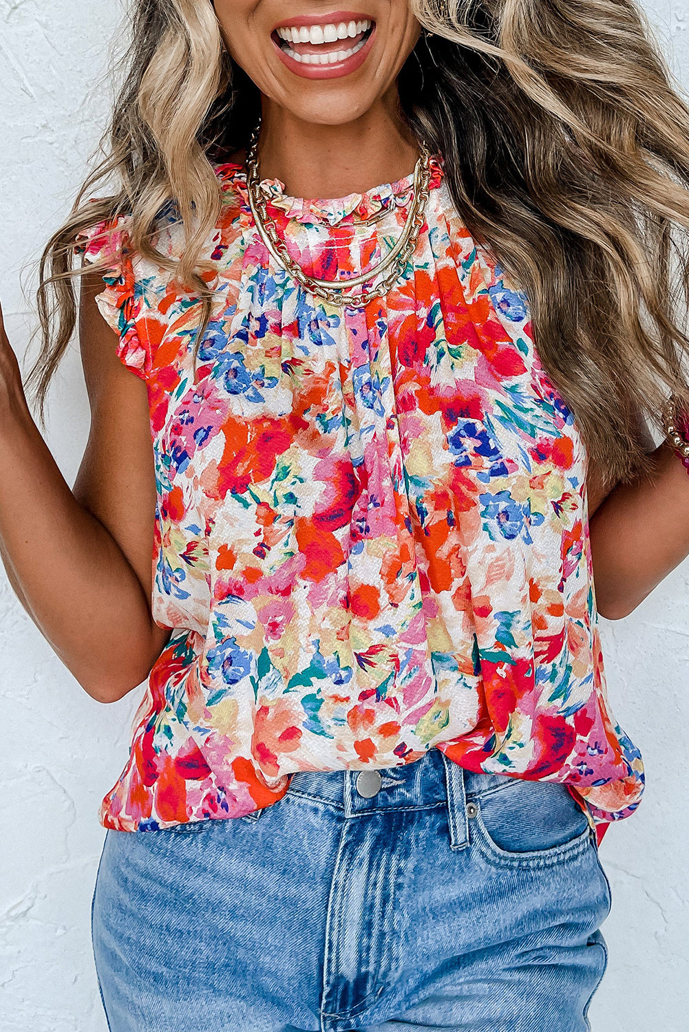 Frilled Neck Boho Tank Top