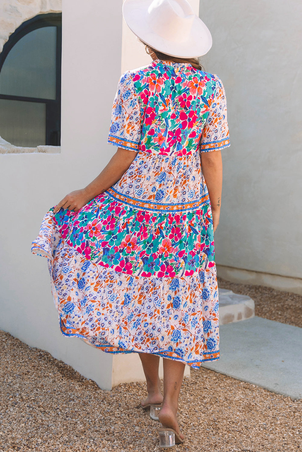 Floral Print Short Sleeve Dress