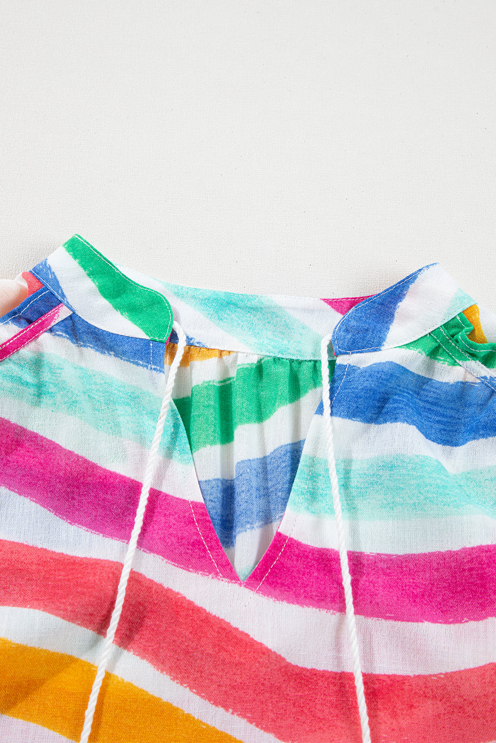 Rainbow Stripes Drawstring Neck Tank