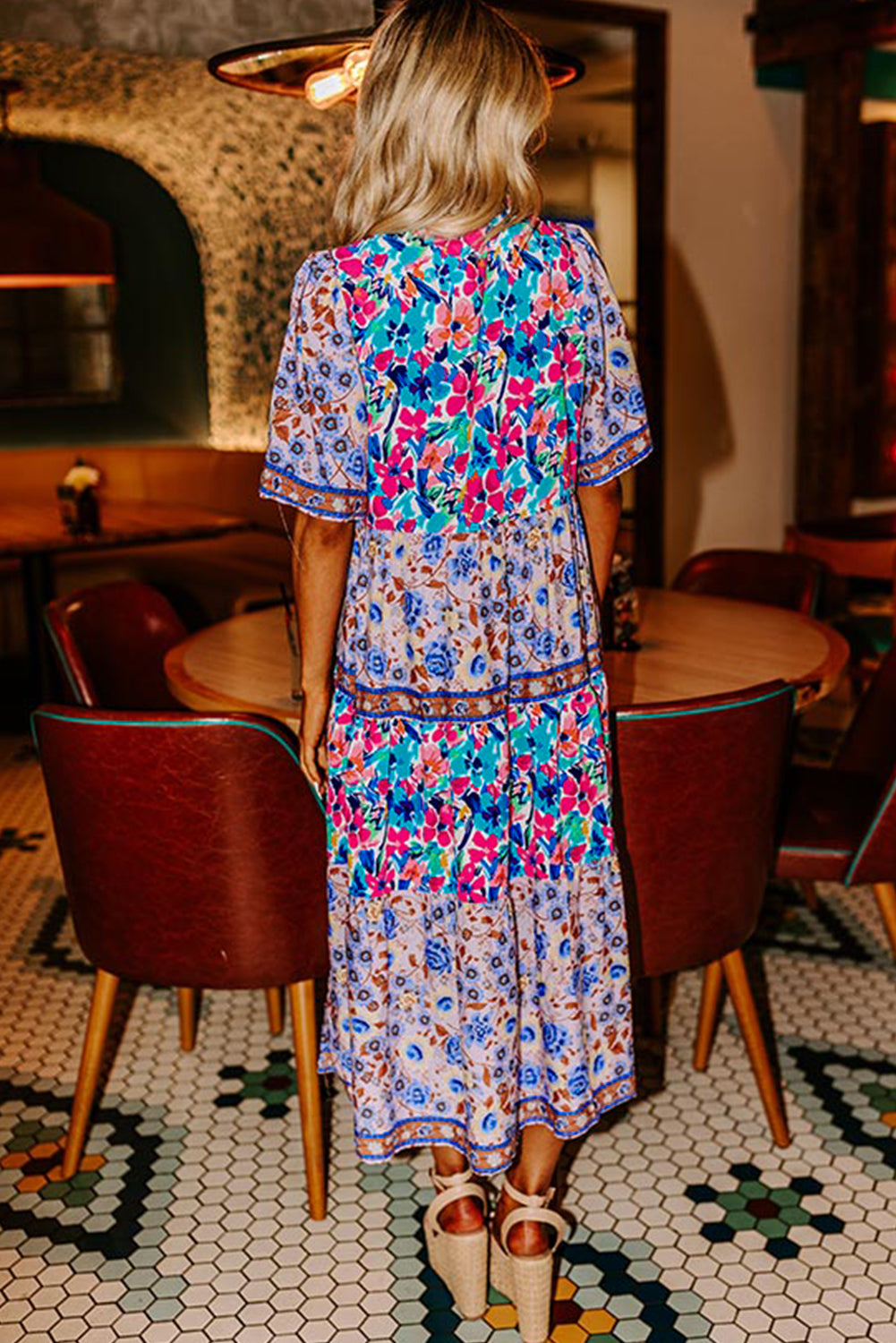 Floral Print Short Sleeve Dress