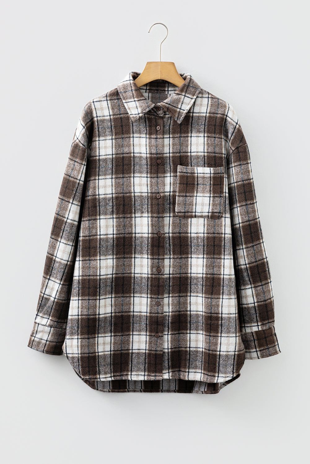 Dark Brown Flanel Boyfriend Shacket