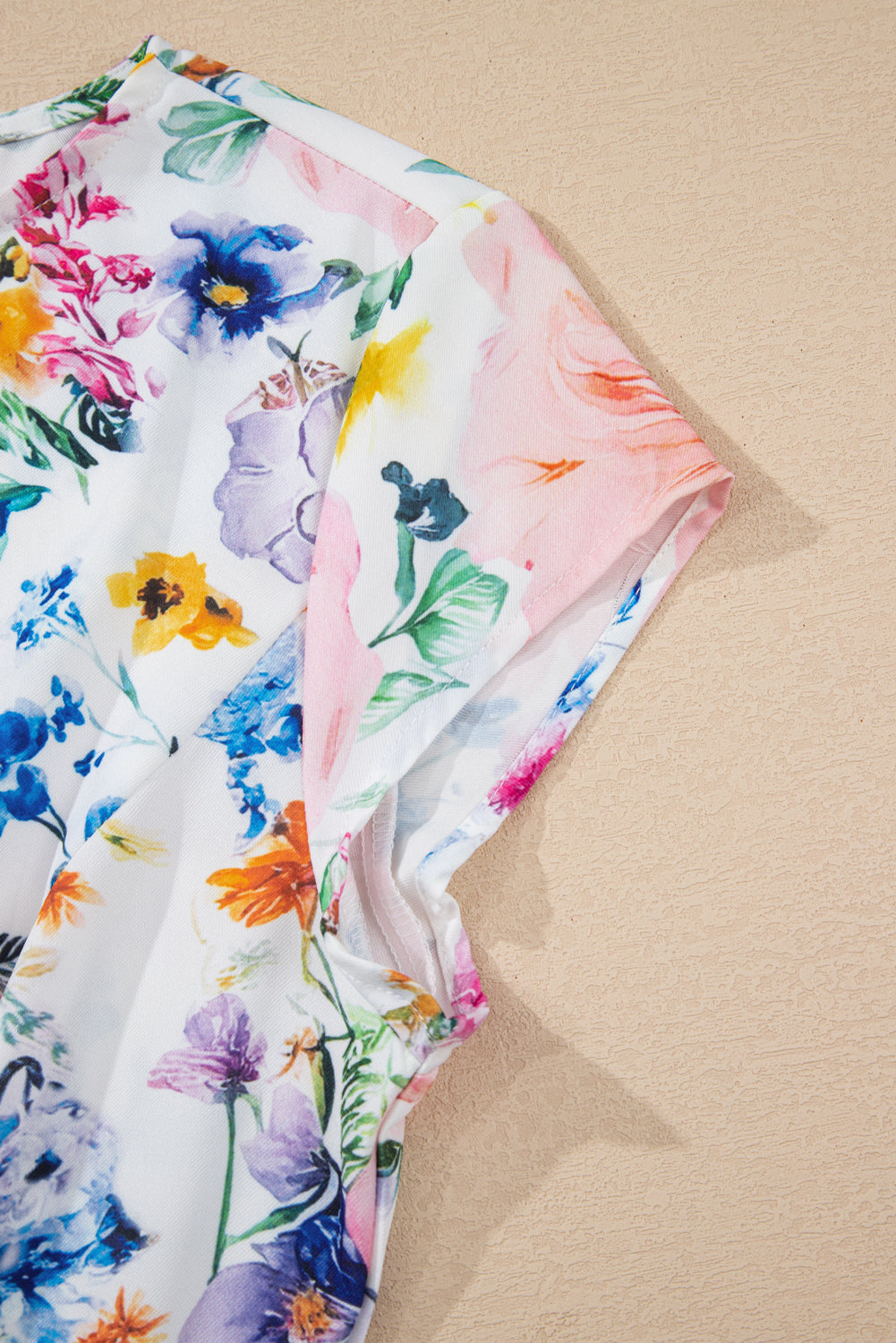 Sky Blue Printed Cap Sleeve Mini Dress