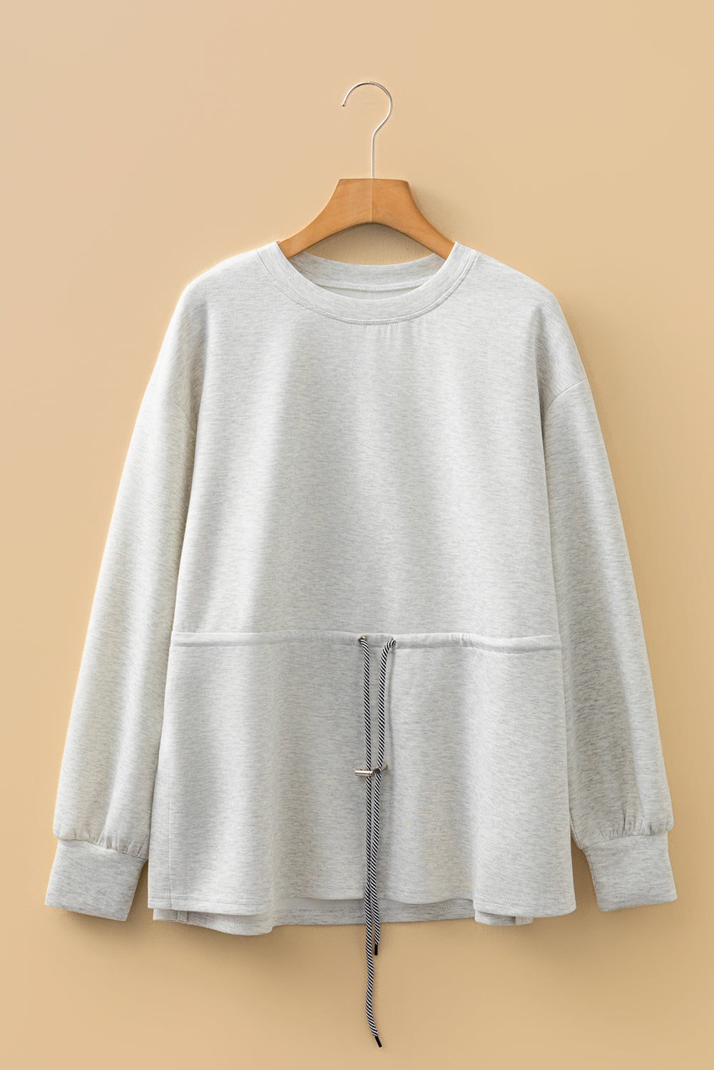 Grey Drawstring Waist Tunic Sweatshirt