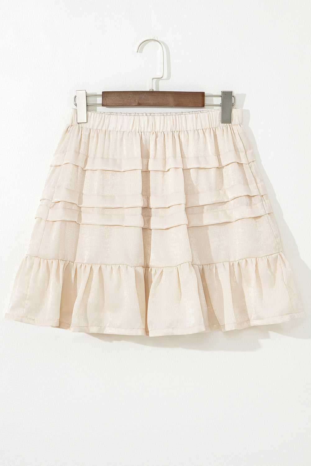 Beige Tiered Ruffled Mini Skirt