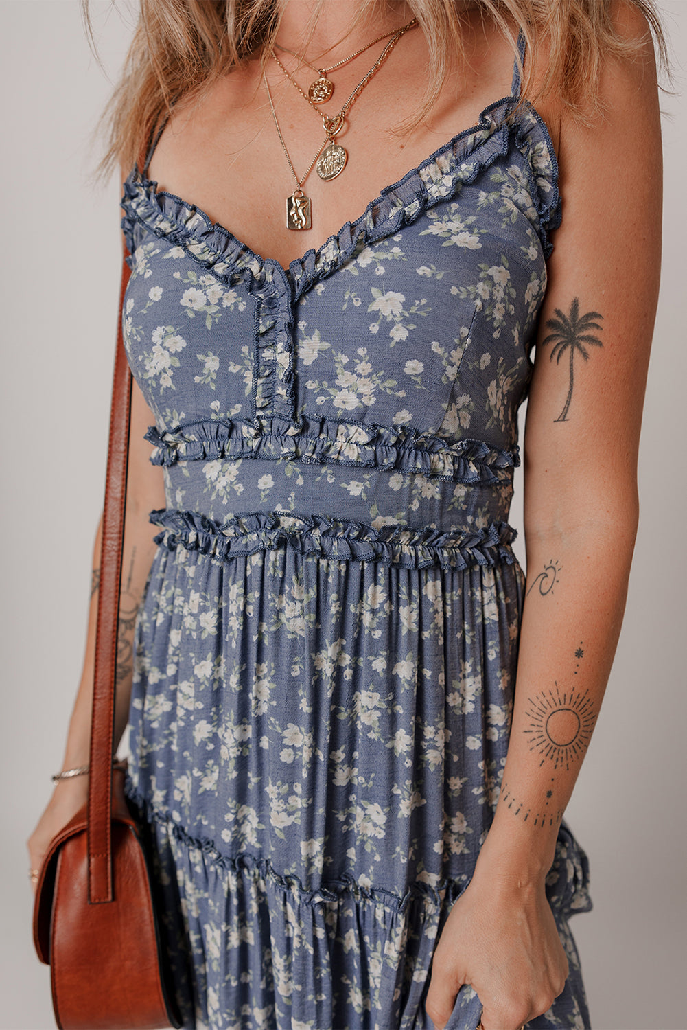 Spaghetti Strap Tiered Midi Dress