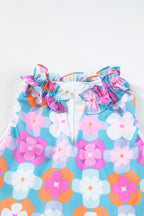 Floral Print Frilly Neck Maxi Dress