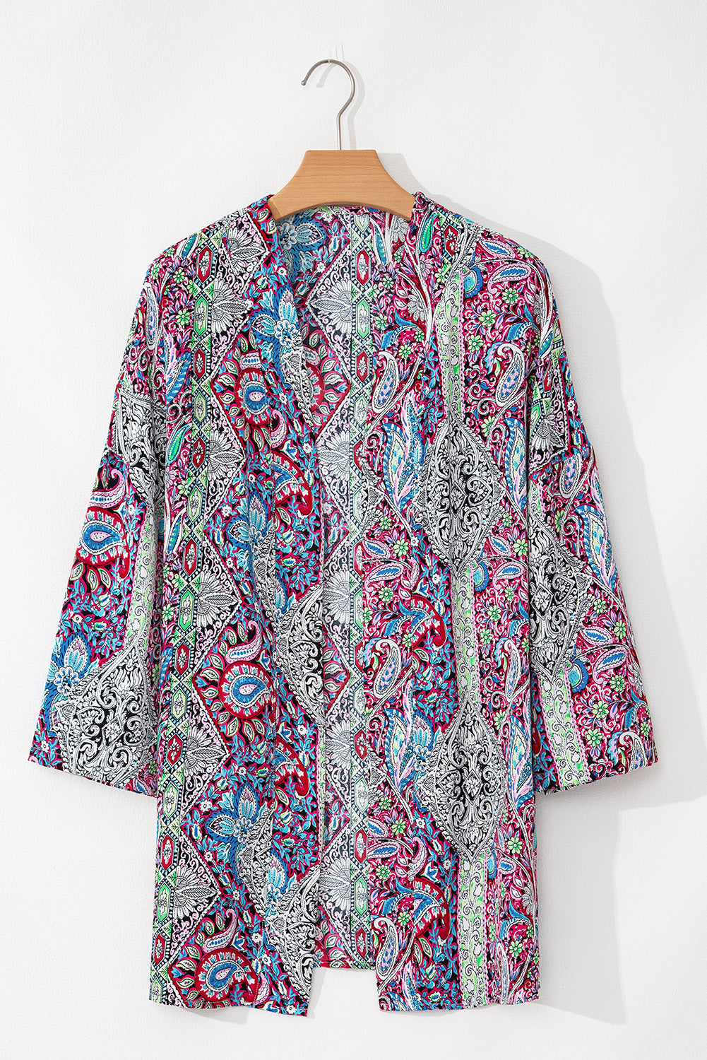 Red Paisley Print Kimono