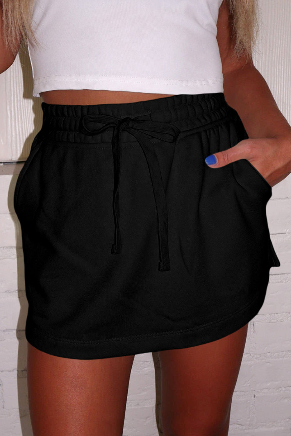 French Terry Drawstring Mini Skort