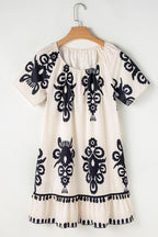 Western Print Ruffled Loose Dress