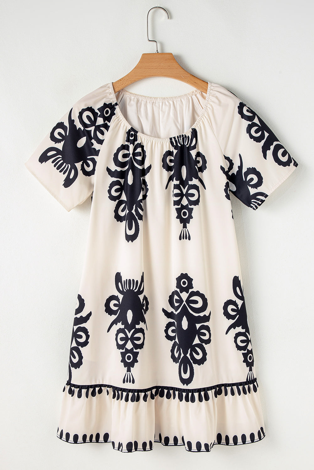 Western Print Ruffled Loose Dress