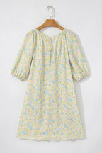 Floral Half Sleeve Short Dress