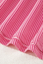 Rose Red Twisted Ribbed Knit Tee