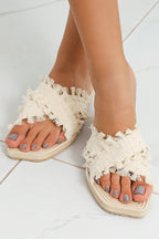 Tassel Crossed Straps Flat Slippers