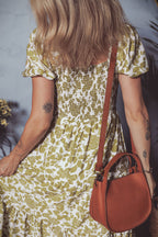 Boho Floral Smocked Bust Tiered Long Dress