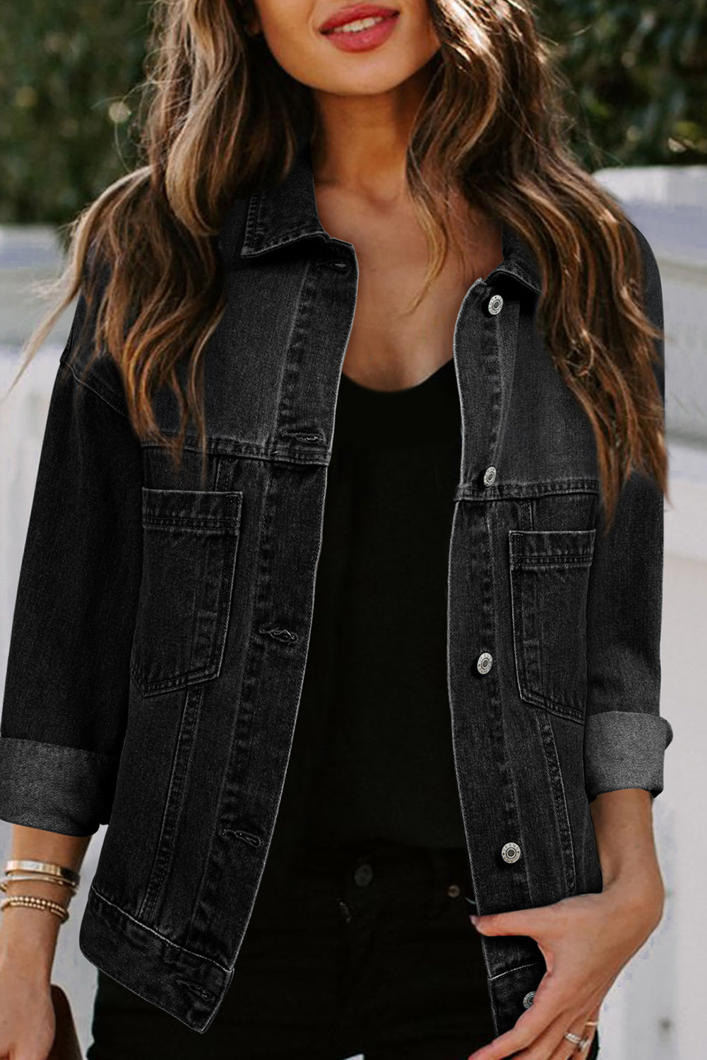 Black Washed Oversize Jacket