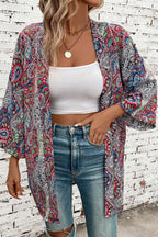 Red Paisley Print Kimono