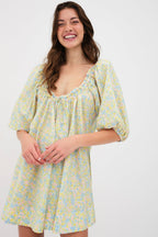 Floral Half Sleeve Short Dress