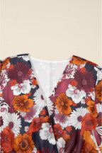 Floral Print Wrap Puff Sleeve Mini Dress