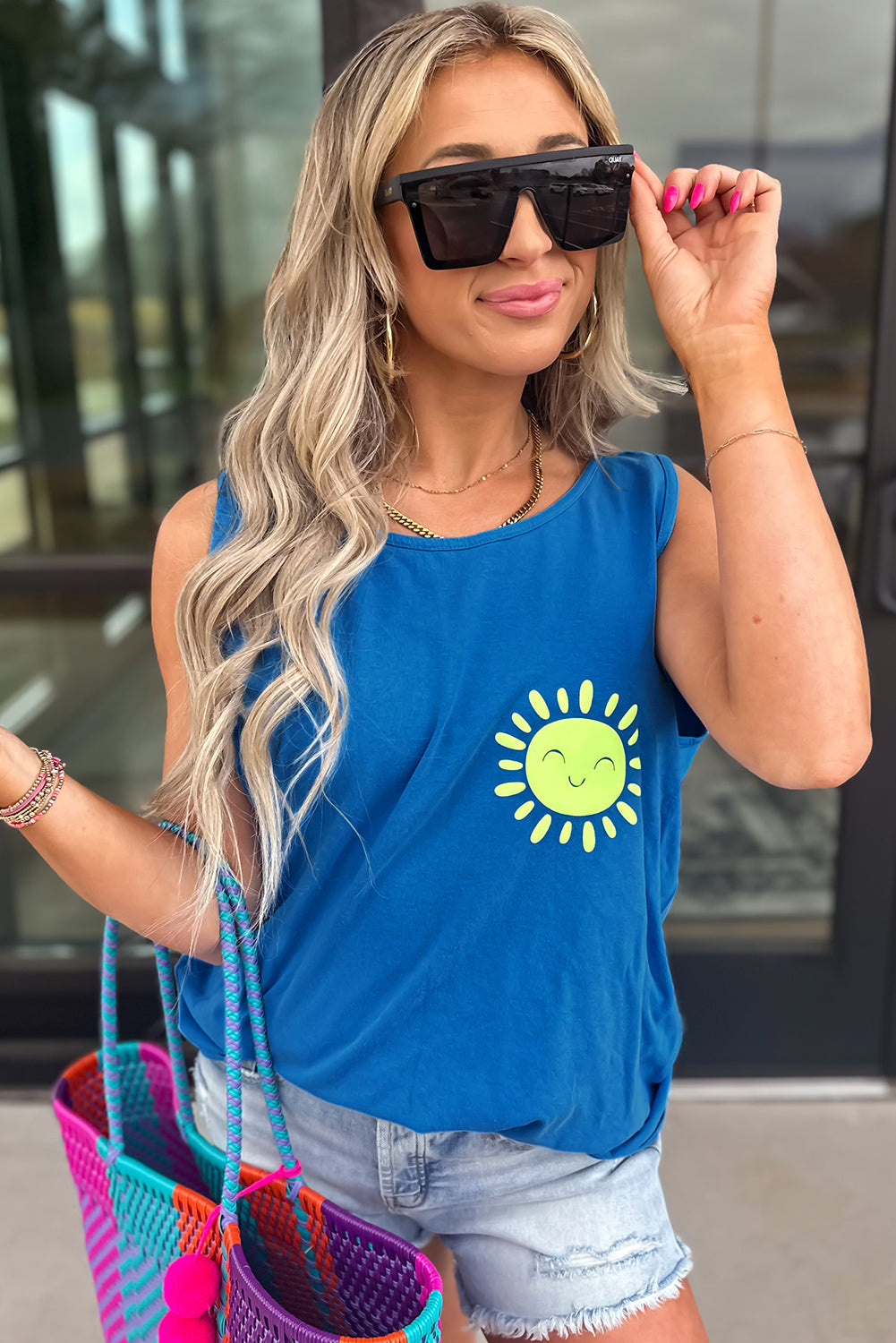 Sun Graphic Print Tank Top