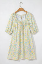 Floral Half Sleeve Short Dress