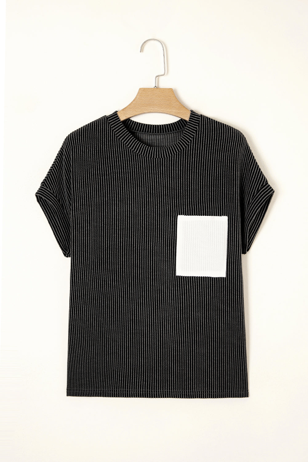 Carbon Grey Corded Knit T Shirt