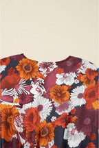 Floral Print Wrap Puff Sleeve Mini Dress