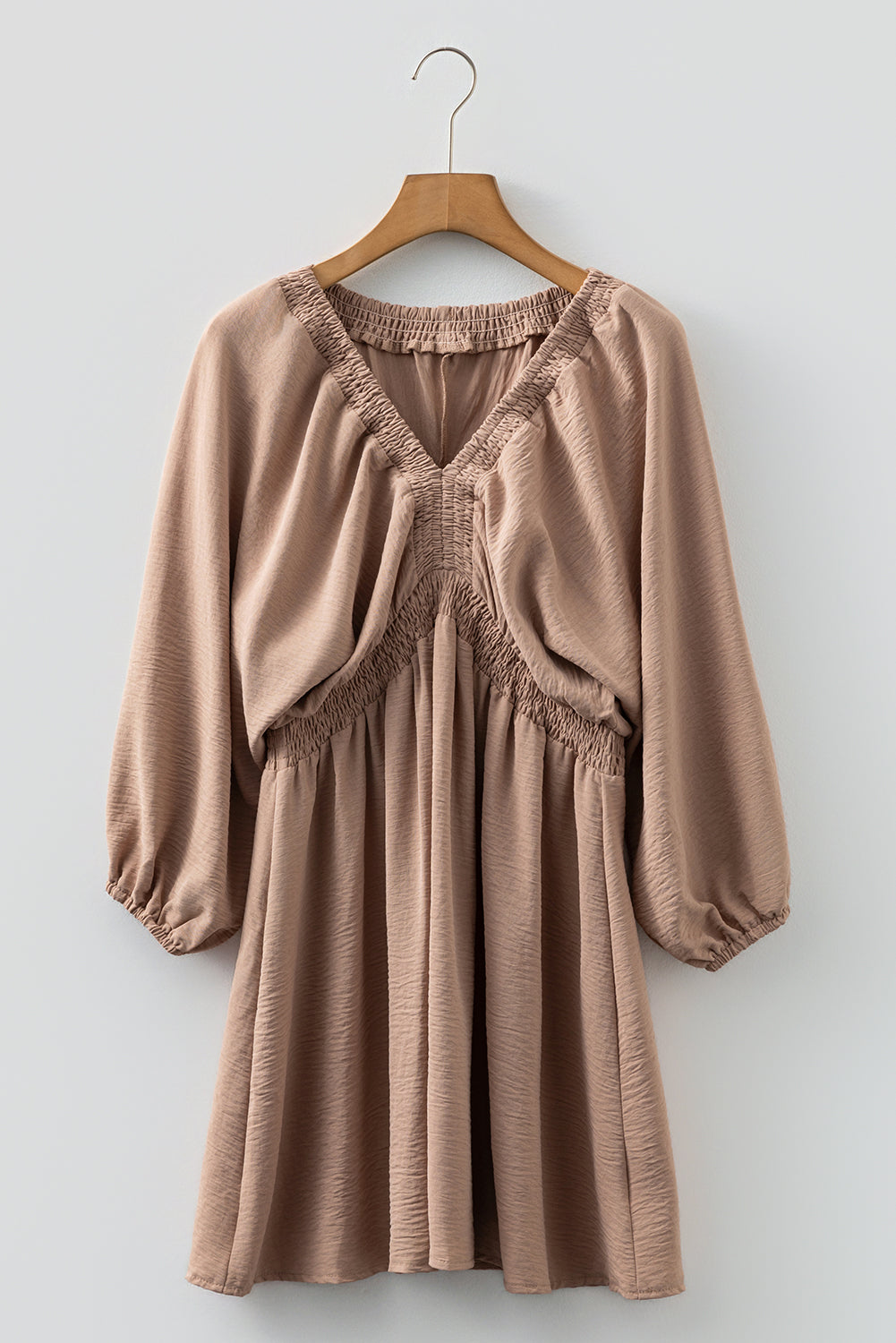 Deep V Neck Smocked Mini Dress