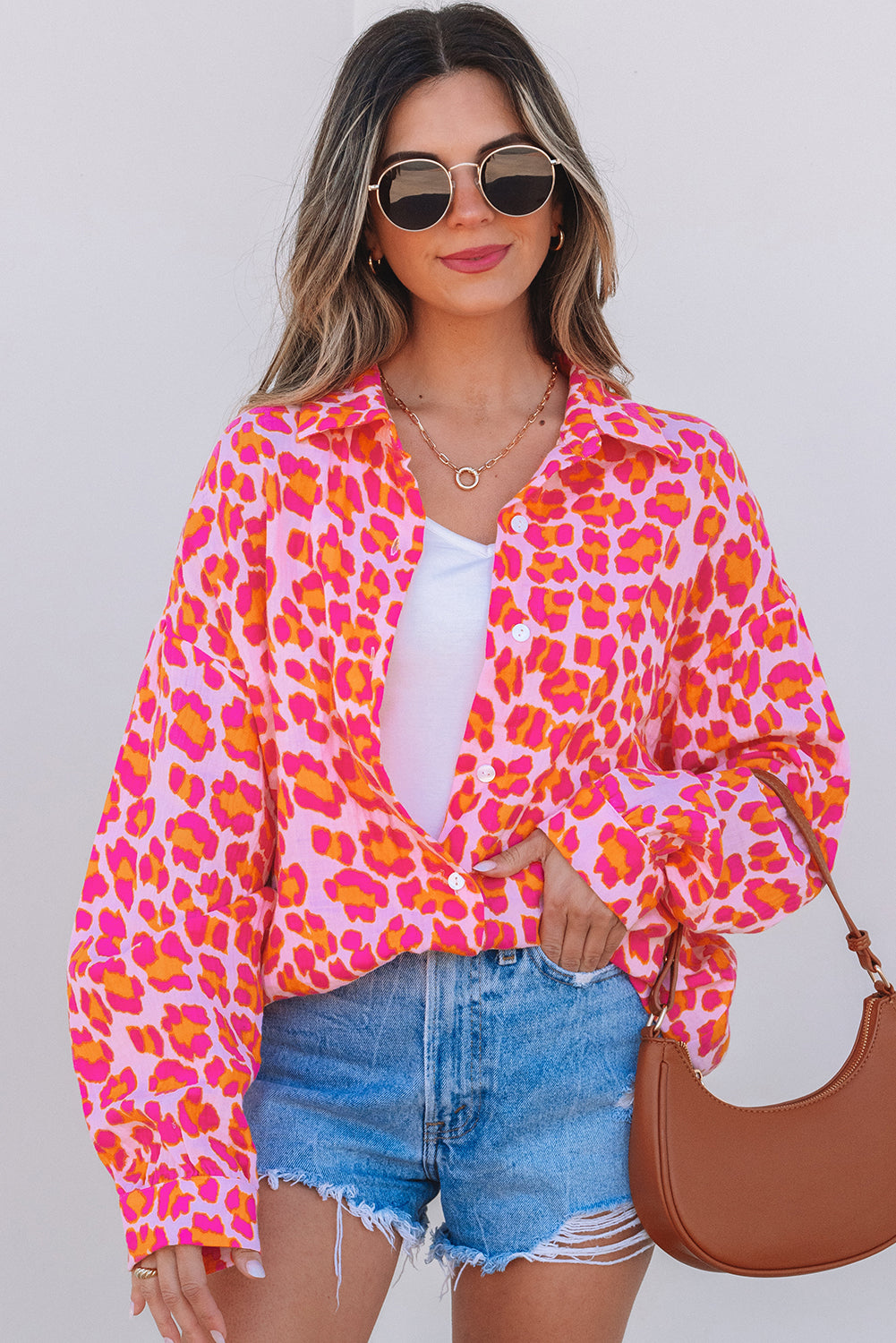 Leopard Print Button Up Loose Shirt