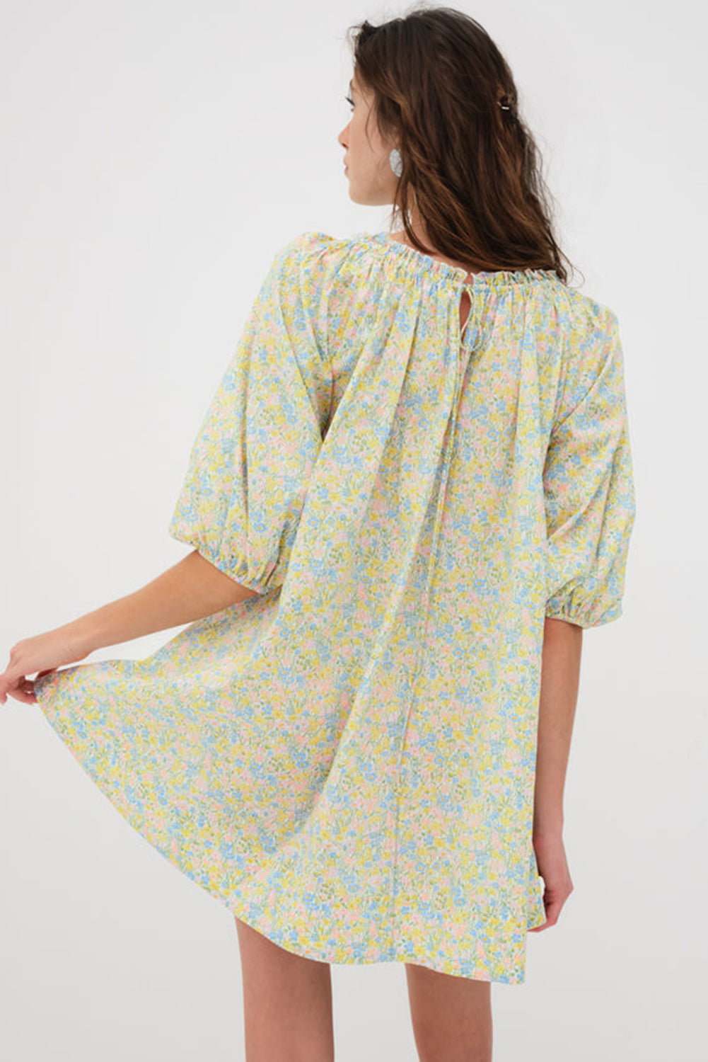 Floral Half Sleeve Short Dress