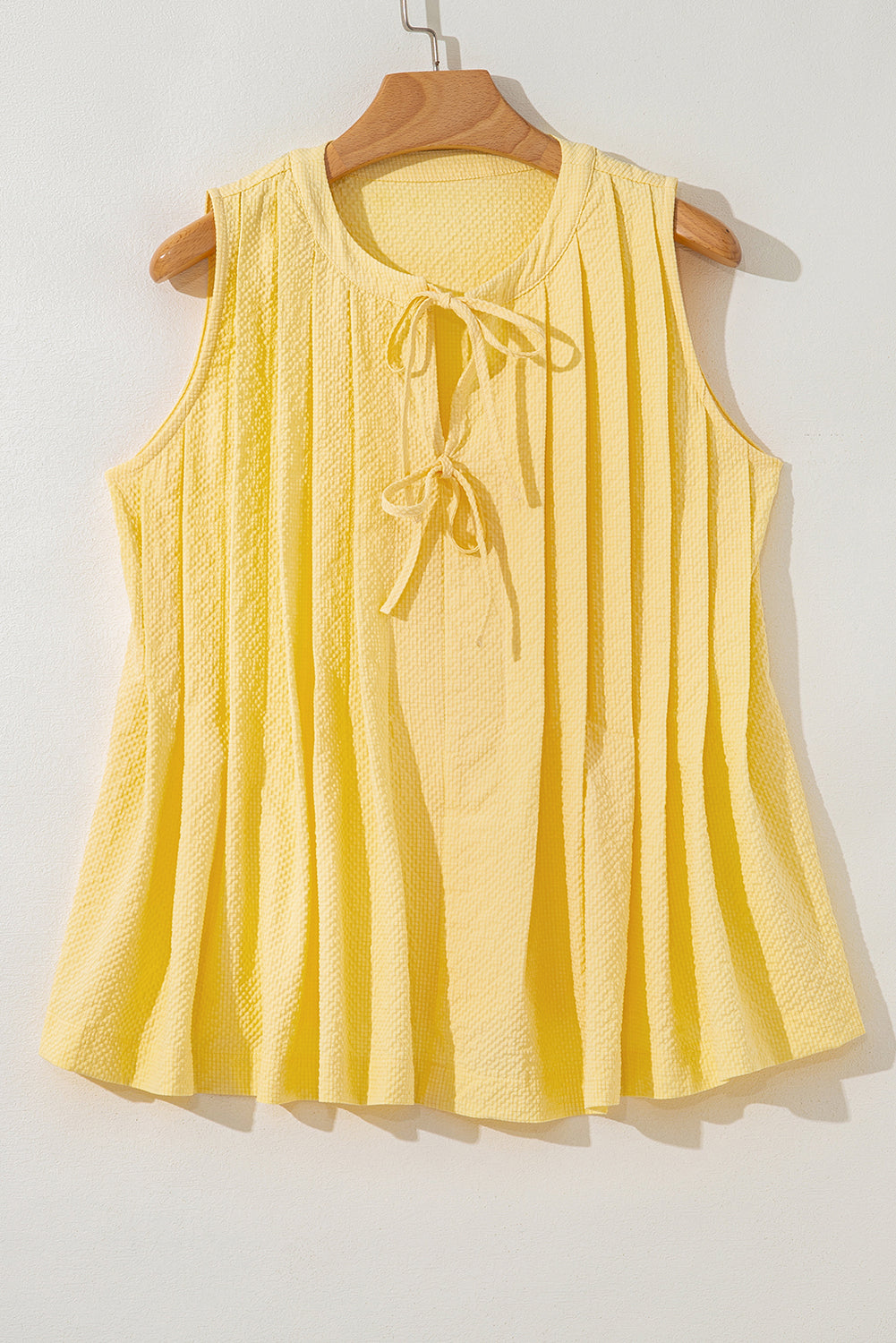 Notched Neck Pleated Tank Top