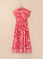 Boho Floral Shirred Waist Maxi Dress