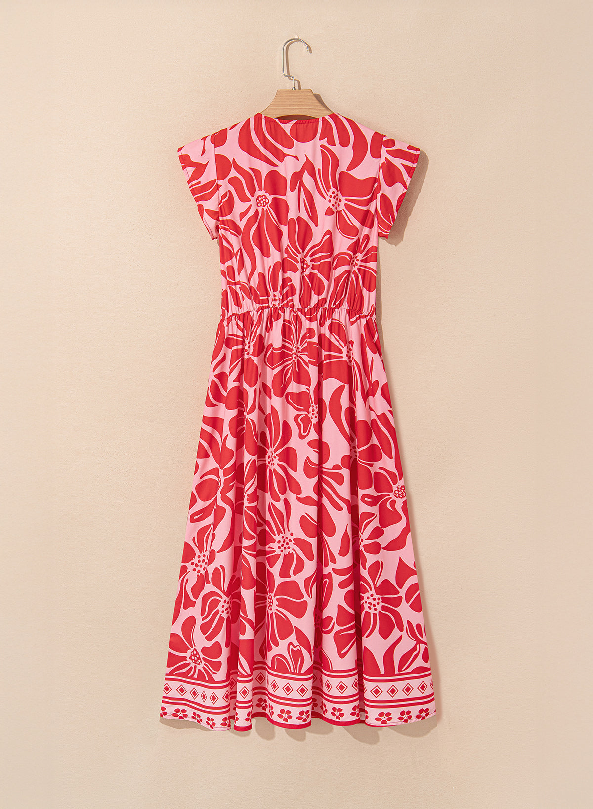 Boho Floral Shirred Waist Maxi Dress