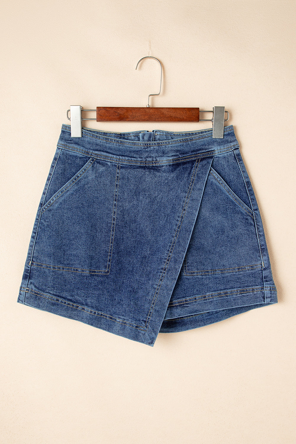 Blue Wrapped Mini Denim Skort