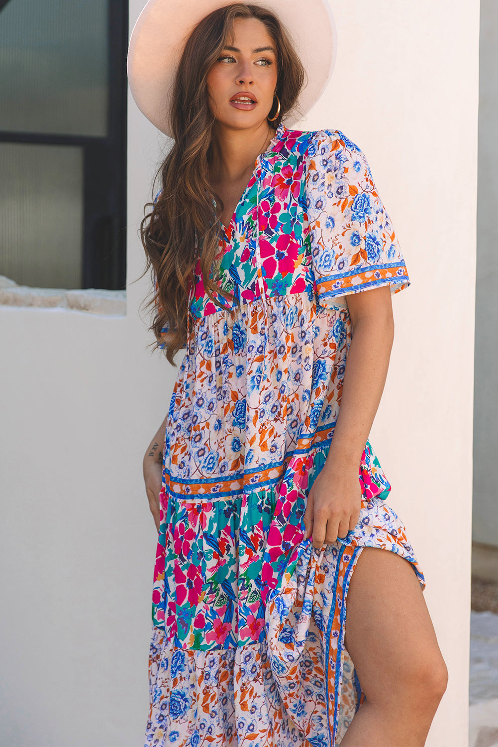 Floral Print Short Sleeve Dress