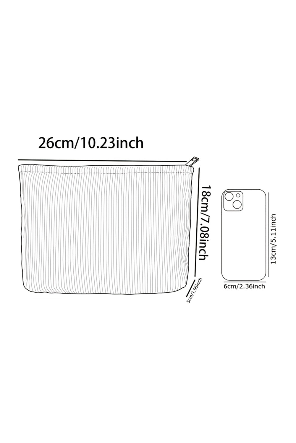 White Floral Print Corduroy Storage Bag