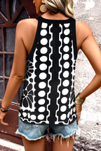 Abstract Dot Floral Print Tank Top