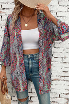 Red Paisley Print Kimono
