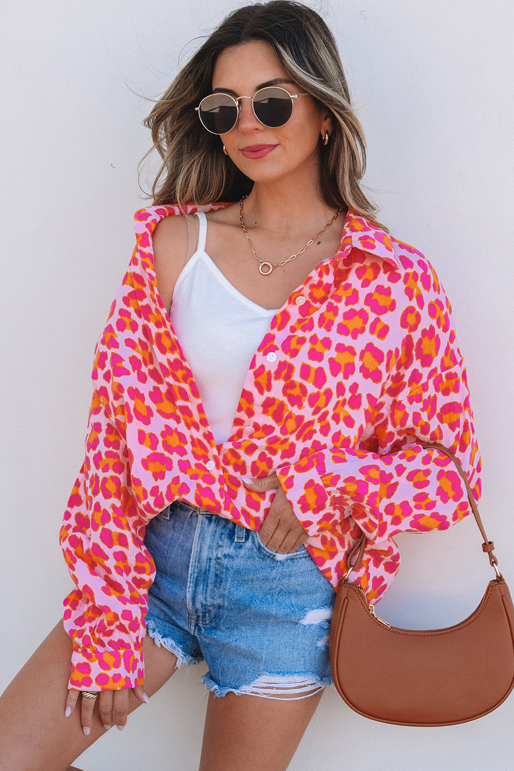 Leopard Print Button Up Loose Shirt