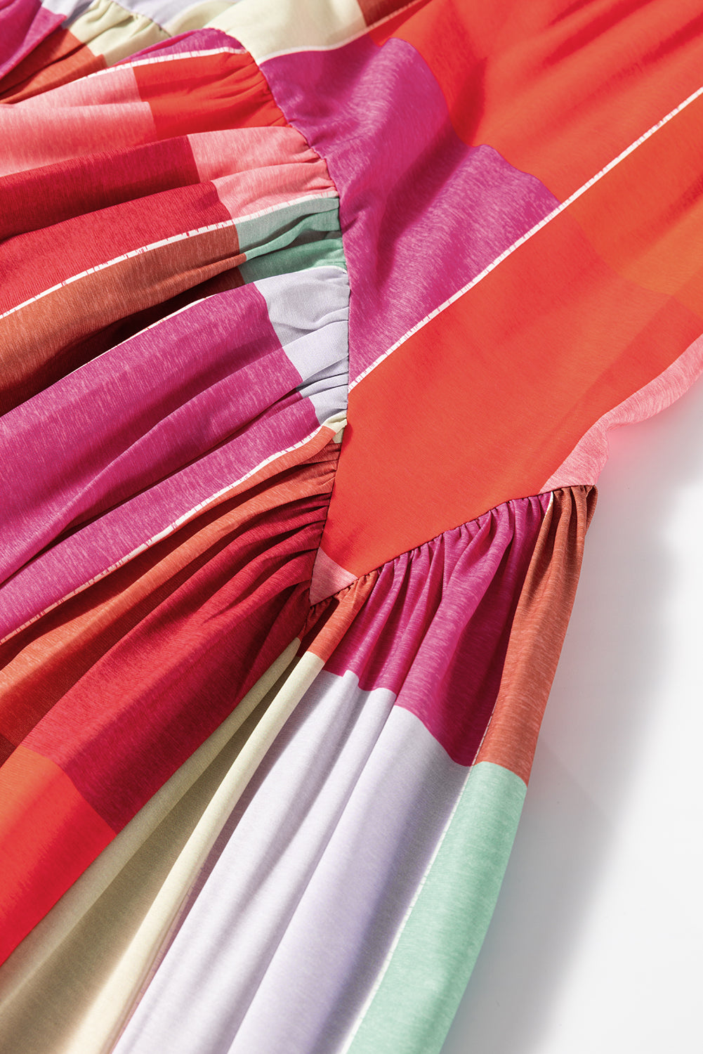 Plaid Print Ruched High Waist Maxi Skirt