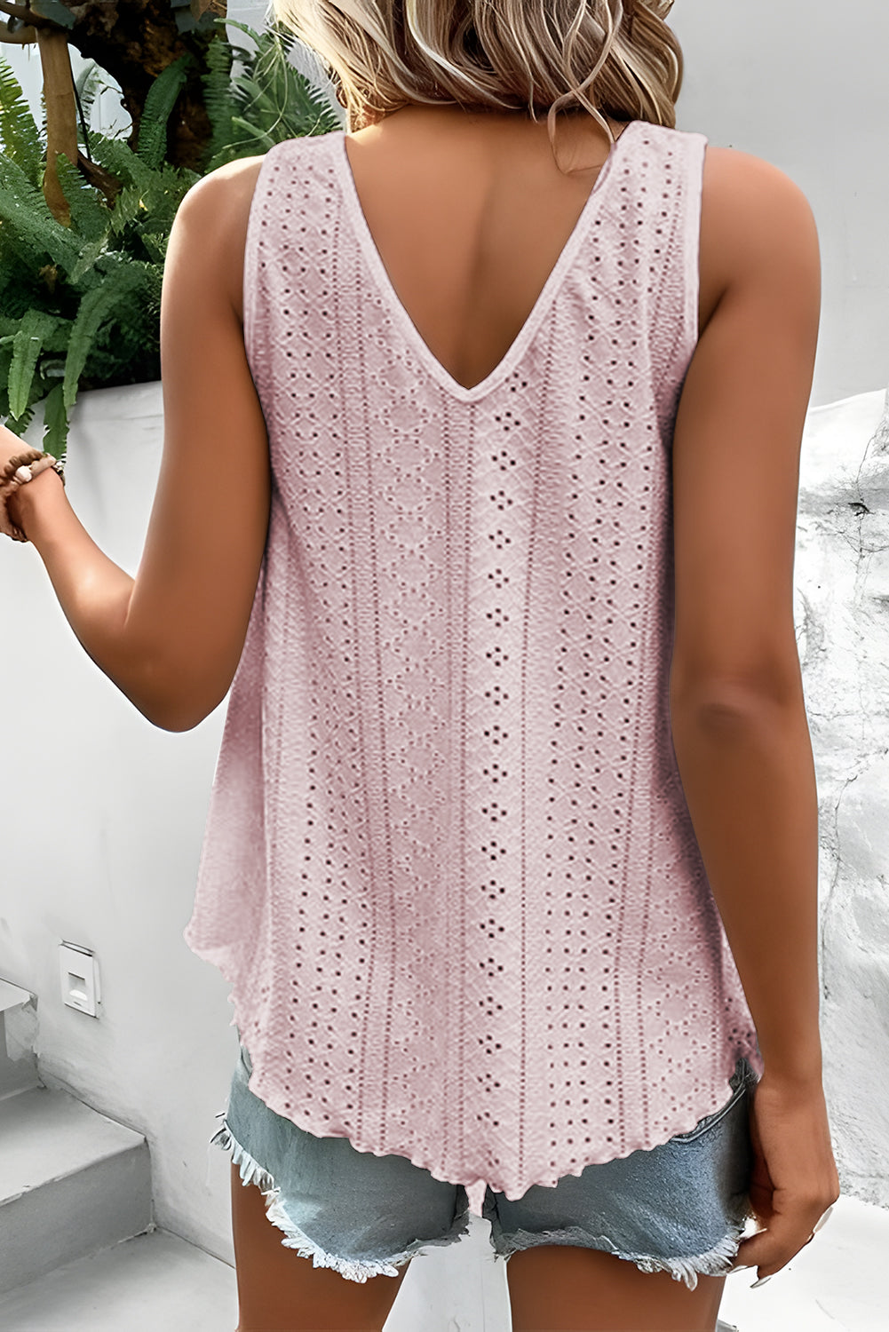 Apricot Lace Crochet Splicing Tank Top