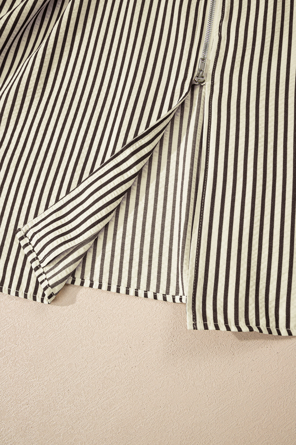 Striped Zip Front Midi Dress