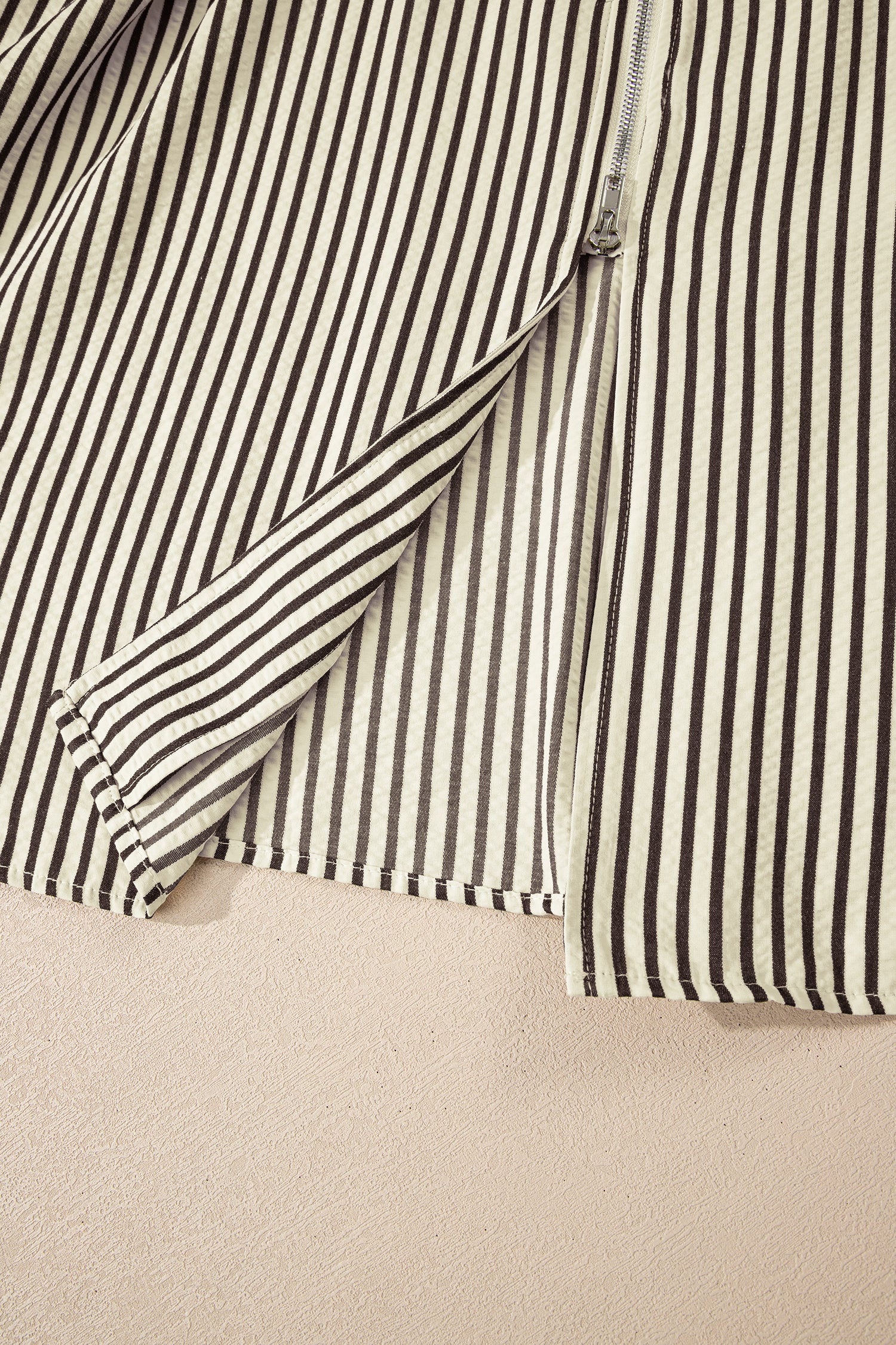 Striped Zip Front Midi Dress