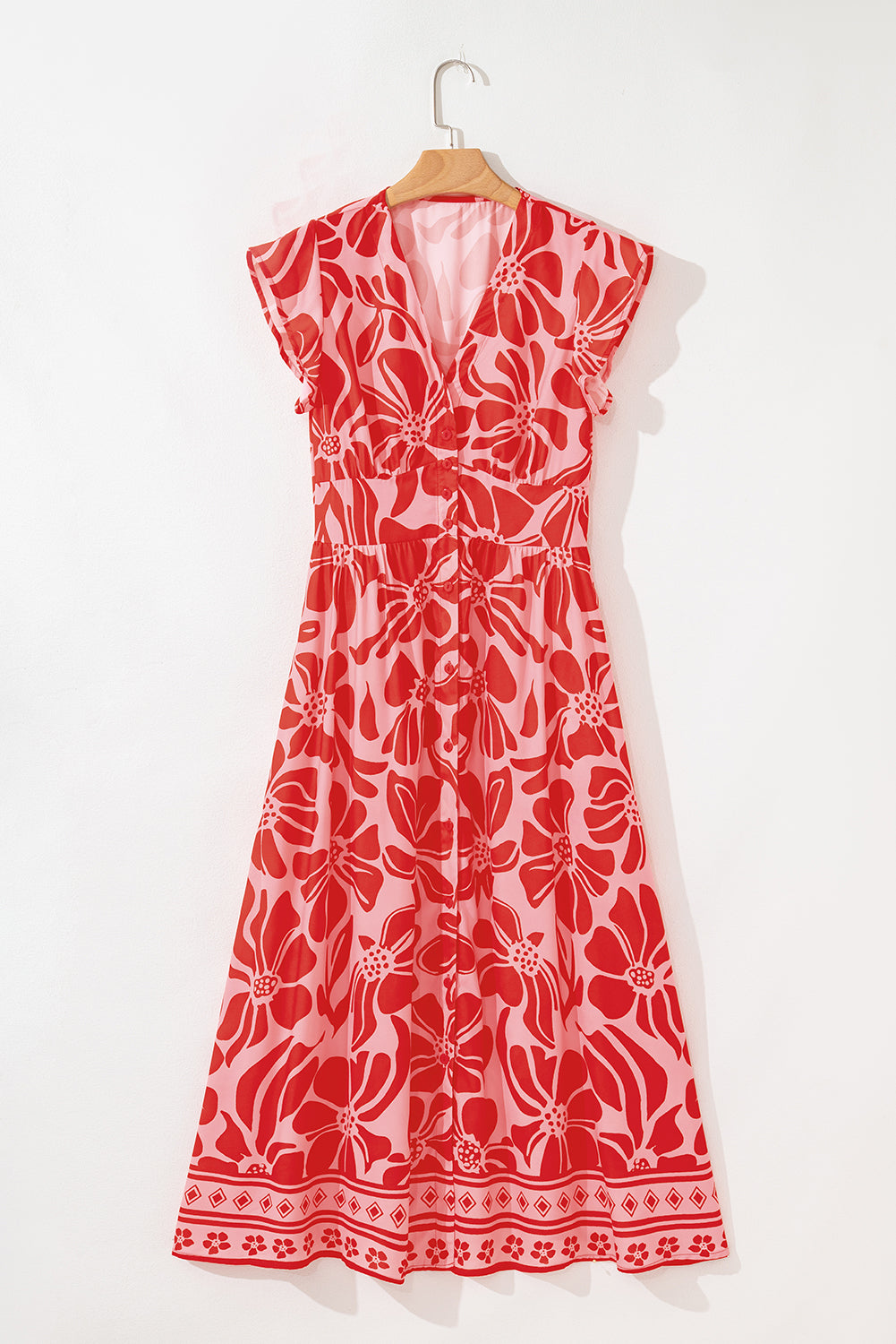 Boho Floral Shirred Waist Maxi Dress