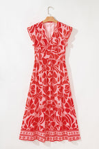 Boho Floral Shirred Waist Maxi Dress