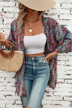 Red Paisley Print Kimono